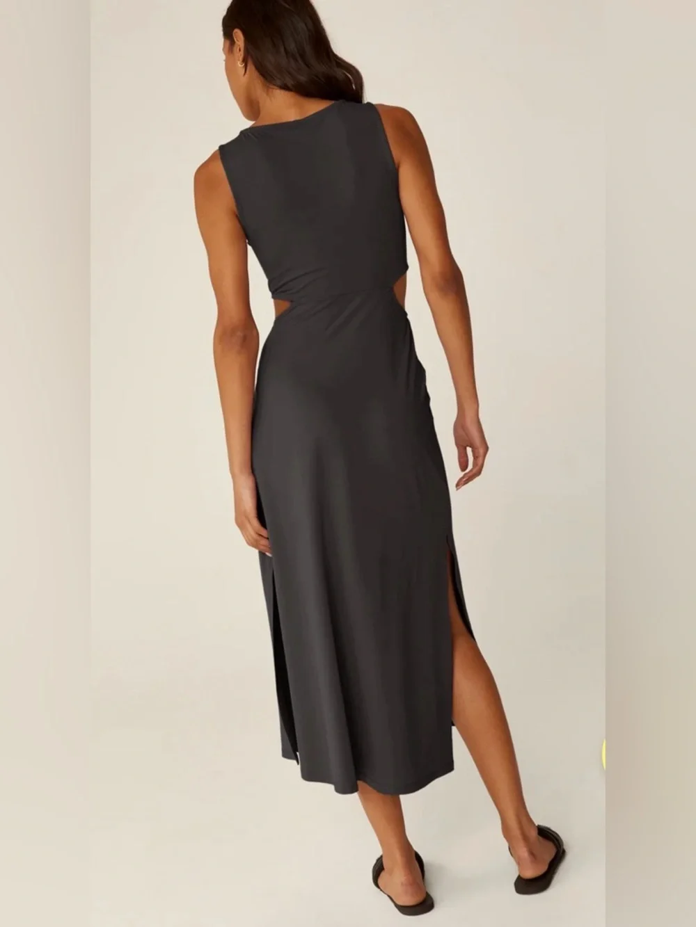 Beyond Yoga Black Twist-Knot Cutout Midi Dress M - Picture 5 of 15